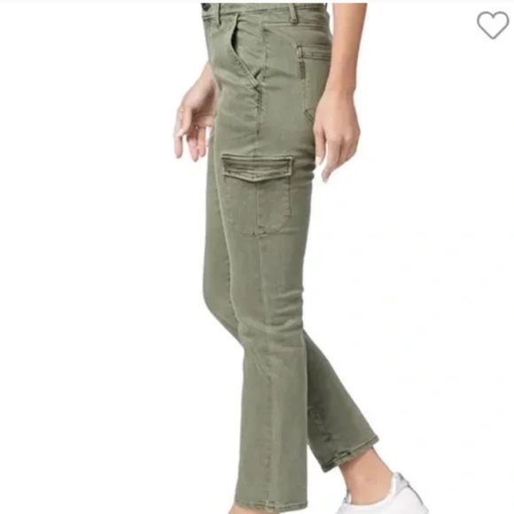 PAIGE Jolie Khaki Green Slim Cotton Cargo Ankle Utility Pants SZ 26 - Picture 3 of 15